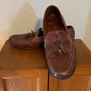 Cole Haan: size 8M, brown leather loafers with tassels on top.